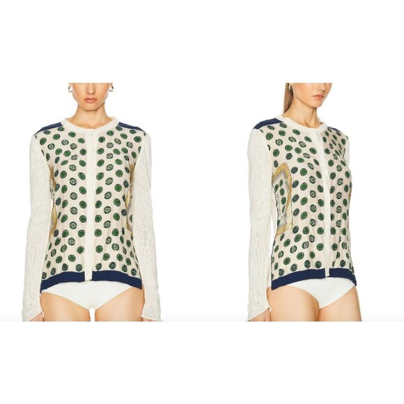 FWRD Renew Celine Silk Cardigan White - Picture 5 of 10